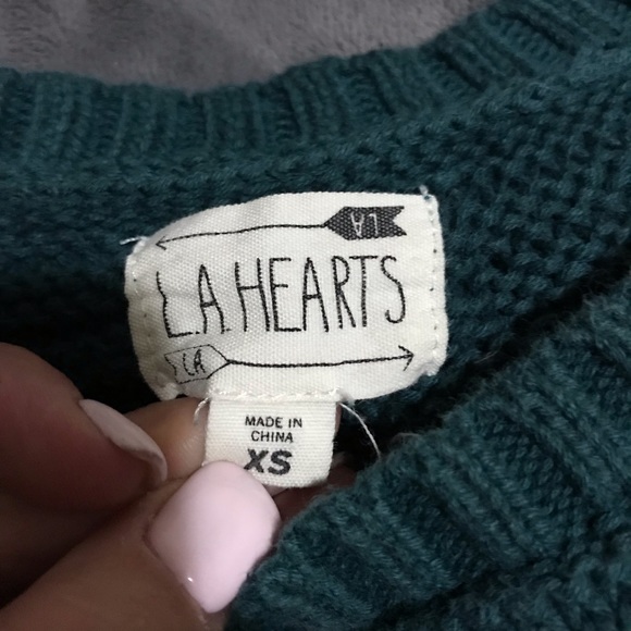 EUC LA Hearts Teal Knit Sweater - Picture 6 of 6
